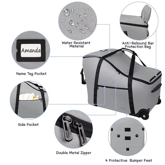 Car Seat Bags for Air Travel Fit Chicco Keyfit 35 and Anti-rebound Bar Base, Fit Doona Car Seat Stroller and Base, Nuna Pipa Travel Bag, Infant Car Seat Bag, Doona Travel Bag