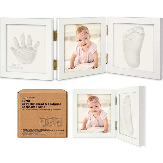 Baby Shower Gifts for Boys, Girls - Baby Hand and Footprint Kit, Newborn Handprint Kit, Keepsake Photo Frame, Nursery Picture Frame, Gender-Neutral Newborn Keepsake Gifts (Alpine White)