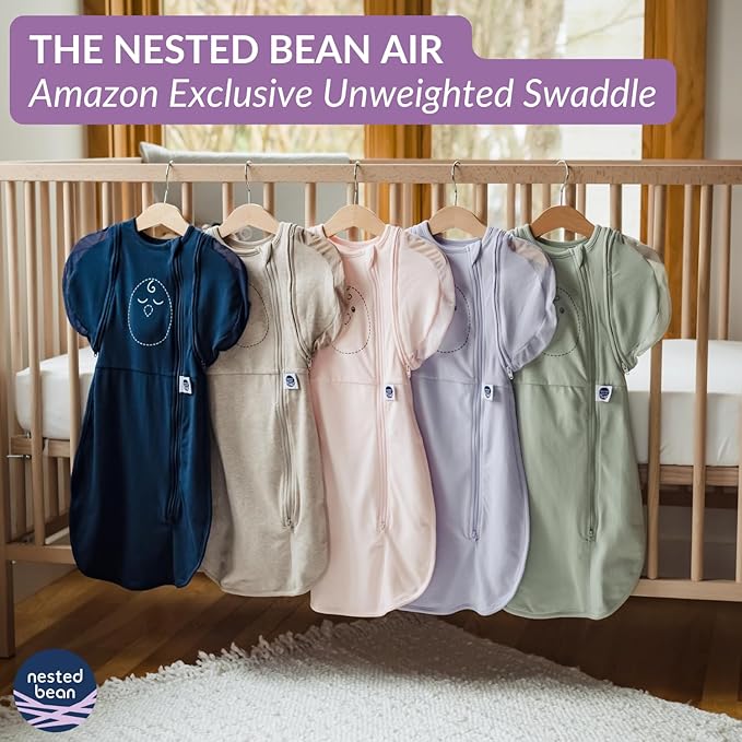 Nested Bean Air 6-in-1 Adaptable Baby Sleep Sack - Unweighted - Comfort & Safety for Natural Sleep, Preferred Arm Position Reduces Startle Reflex, Better for Baby, NB (7-13lbs) Sage