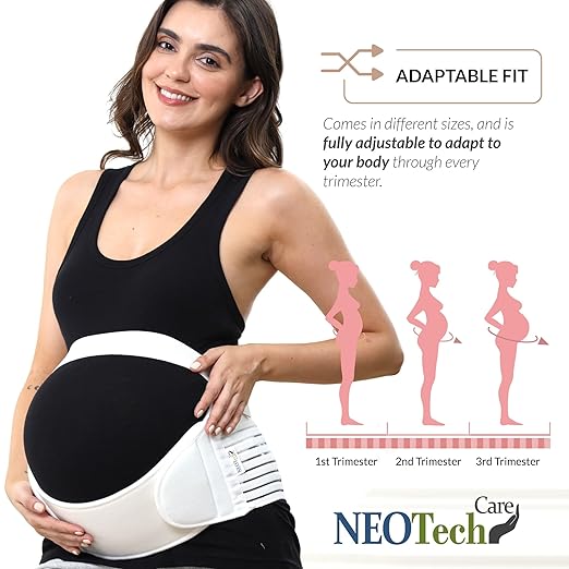 NeoTech Care Pregnancy Support Maternity Belt, Waist/Back/Abdomen Band, Belly Brace (Size M, Ivory Color)