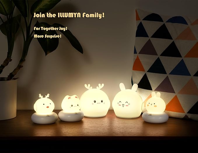 Night Light Kids, Cute Soft Glow Protect Eyes Night Light Bunny Lamp with 30mins Timer Rechargeable Nightlight for Kids Children Women Girls Toddler Bedroom Bedside Livingroom