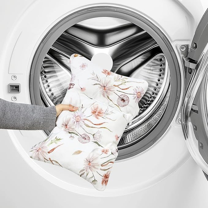 Infant Car Seat Insert and Strap Covers, Very Soft Car Seat Head Support Baby Girl Boy, Reversible Newborn Carseat Insert Cushion Fits for Stroller, Baby Swing, Bouncer (White Flower)