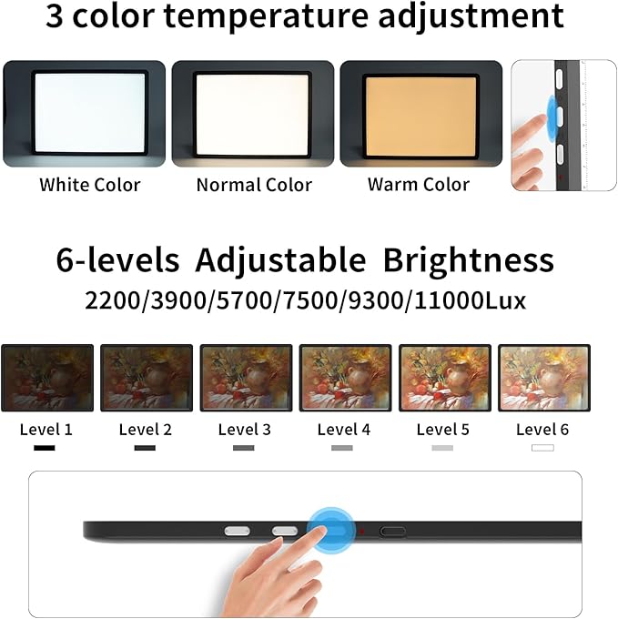 TOHETO A4 Light Board for Diamond Painting, Super Bright Magnetic Light Pad with Side Buttons, Lightbox for Tracing and Drawing, Corded Light Table for Sketching, Animation, Weeding Vinyl (Black)