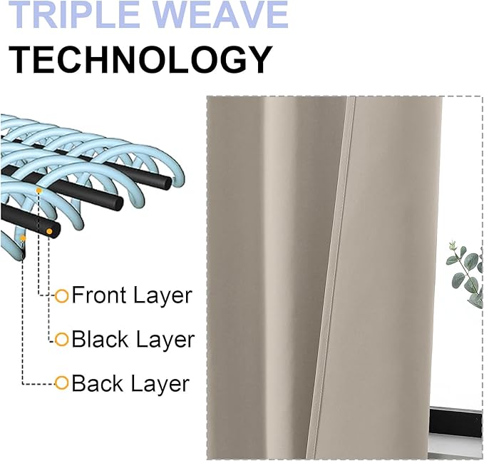 Simplebrand Ava Stone Blackout Curtains for Bedroom 84 Inch Length 2 Panels Set, Solid Thermal Insulated Privacy Living Room Window Treatment Curtains Blackout Drapes, W40 x L84 Inch, Stone