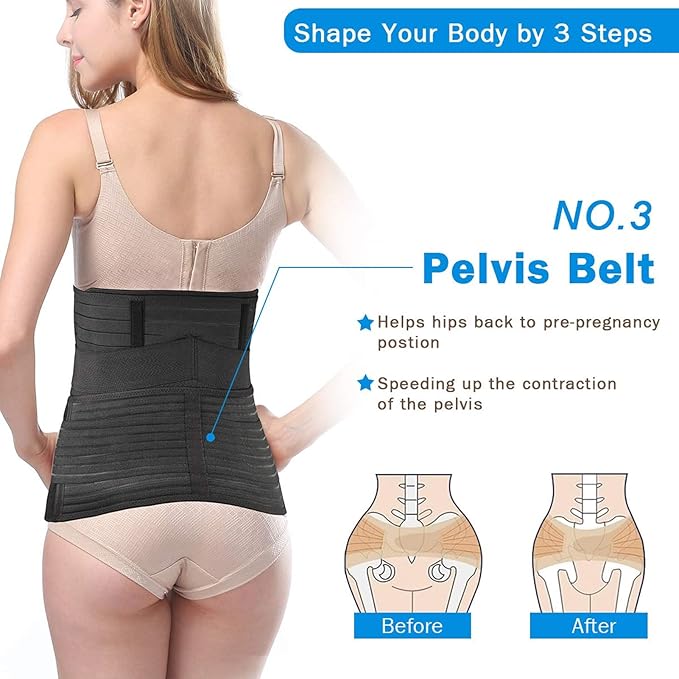 TiRain 3 in 1 Postpartum Belly Support Recovery Belly/Waist/Pelvis Belt C Section Postpartum Belly Wrap Band Corset waist trainer