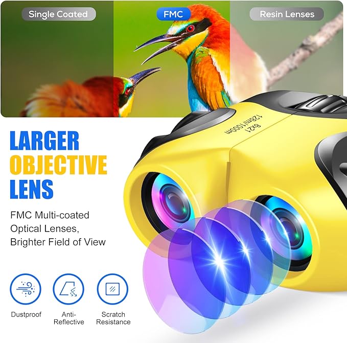 LET'S GO! Binocular for Kids, Compact High Resolution Shockproof Binoculars