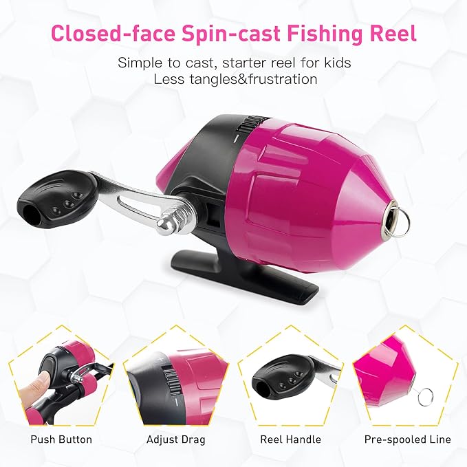 Kids Fishing Pole Kit, 59'' Telescopic Rod and Reel Beginner Combo with Spincast Reel,Tackle Box, Carrier Bag,Fishing Gear for Boys,Girls, Toddler,Youth