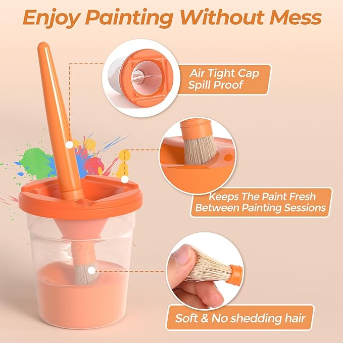 Nicpro 14 Colors Large Washable Paint for Kids 8.45oz/250ml, Non Toxic Children Tempera Finger Paints with Paint Brushes, Cups and Sponge for Art, Poster, School, Classroom, Craft DIY, Children