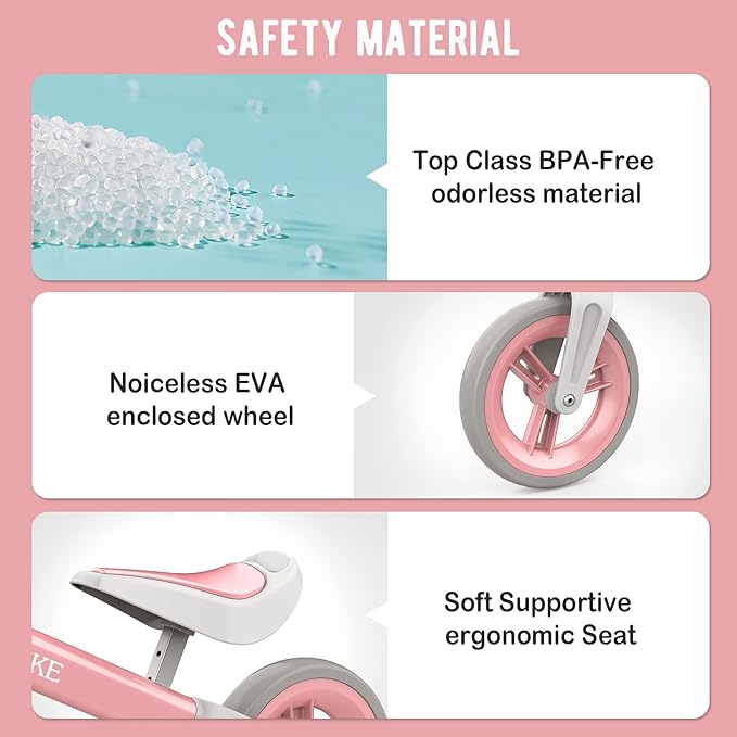 Toddler Balance Bike Toys for 1 to 4 Year Old Girls Boys Adjustable Seat and Handlebar No-Pedal Training Bike Best Gifts for Kids