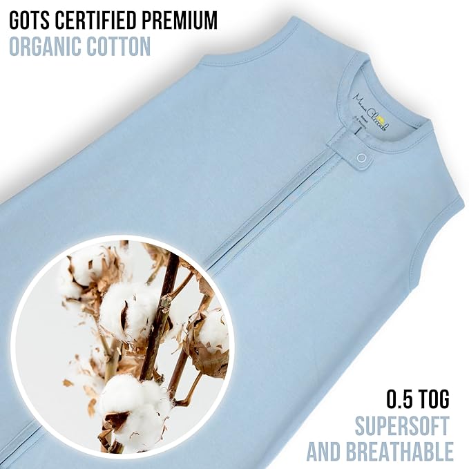 Mama Cheetah Baby Sleep Sack 0.5 TOG, Organic Cotton Baby Wearable Blanket with Two-Way Zipper, Swaddle Transition Baby Sleeping Bag for Newborn Infant Toddler Boy Girl, 18-24 Months