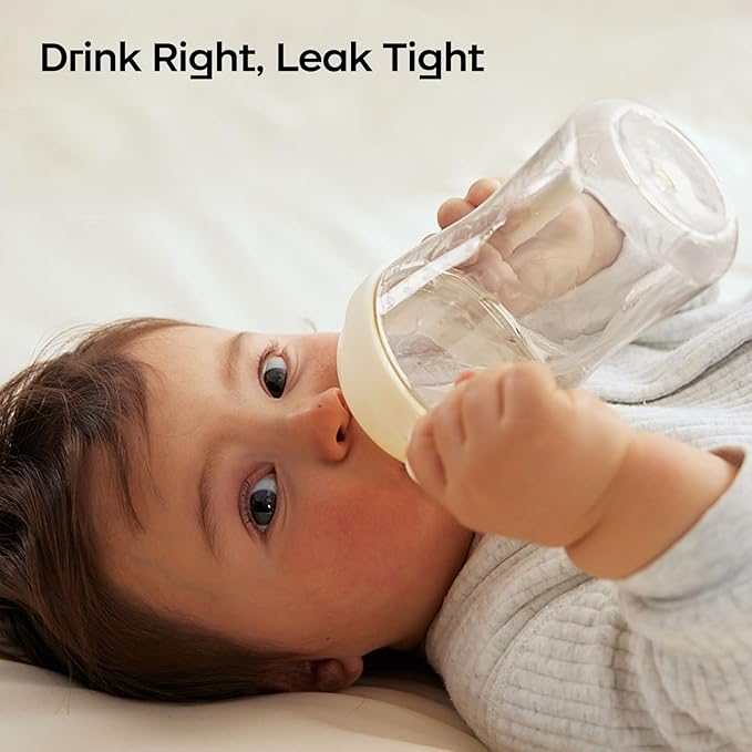 Bc babycare Sippy Cup Learner for 6+ Month Old with Nipples & Handles, Spill Proof Sippy Cup, Weighted Straw Toddler Cups, Anti-Choking Baby Cups 2 Packs, Blue