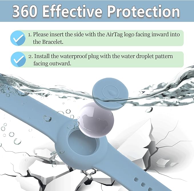 Waterproof Bracelet for AirTag Kids, Personalized Initial Letter Hidden Holder Compatible with Air Tag, Silicone Case for Airtag Adjustable Anti-Lost GPS Tracker for Toddler Child Elder, M