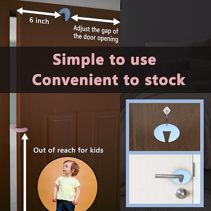 Door Pinch Guard and Door Slam Stopper, Durable Silicone Door Finger Pinch Guard, Prevents Finger Pinch Injuries, Slamming Doors, Door Safety for Kids, 2 Packs Blue Basic.