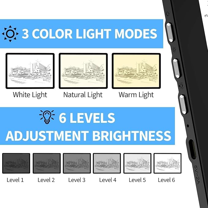 KOBAIBAN A3 Light Board for Diamond Painting & Tracing, Tracing Light Box with Side Physical Buttons, 6-Levels Adjustable Brightness, USB-C Powered Light Table for Art Crafting(Black, 46.2 x 33.9 CM)