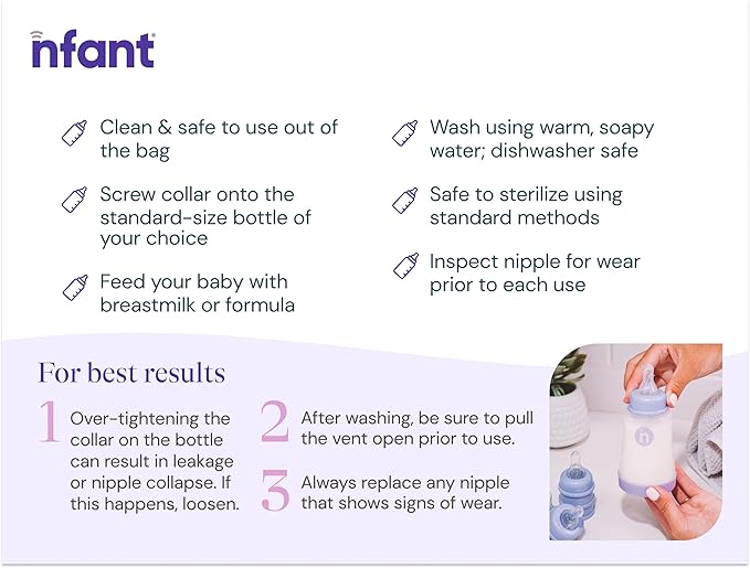 nfant | Standard Flow Nipple, White (9ml/min), 4-Pack