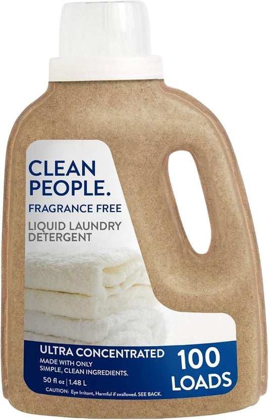 The Clean People Liquid Laundry Detergent - Recyclable Packaging, Stain Fighting - Ultra Concentrated, Laundry Soap - Fragrance Free, 50 fl oz