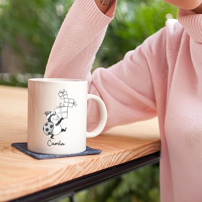 Ladybug Accent Ceramic Teacup, Personalized Ladybug Lover Coffee Mug Gift For Family Friends Besties Sibling, Cute Ladybugs Coffee Cup 11 15Oz, Customized Name Ladybugs White Coffee Cup For Birthday