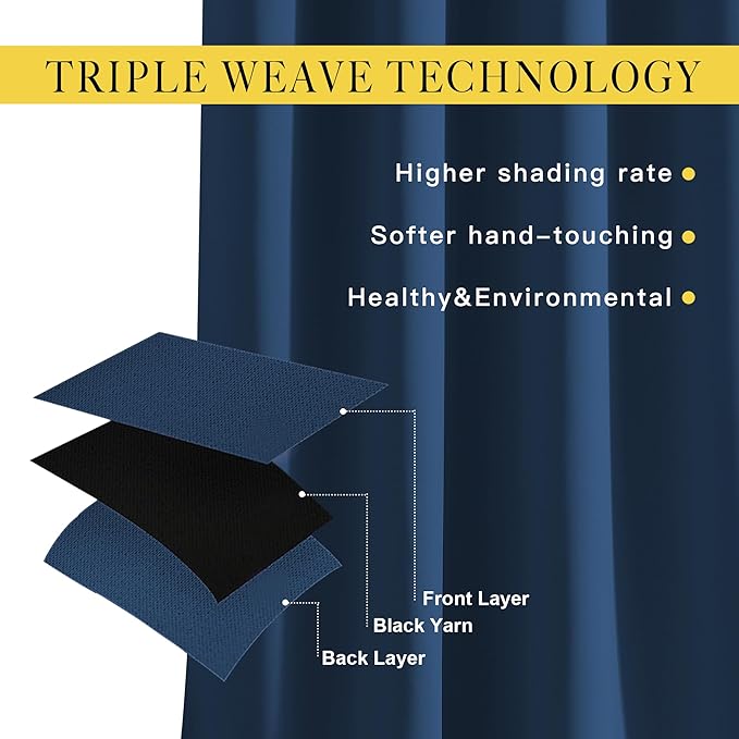 NICETOWN Blackout Curtain Drapes for Living Room - Decorative Thermal Insulated Solid Grommet Top Room Darkening Window Treatments for Kids Room (Moroccan Blue, 1 Pair, 66 x 72-Inch)