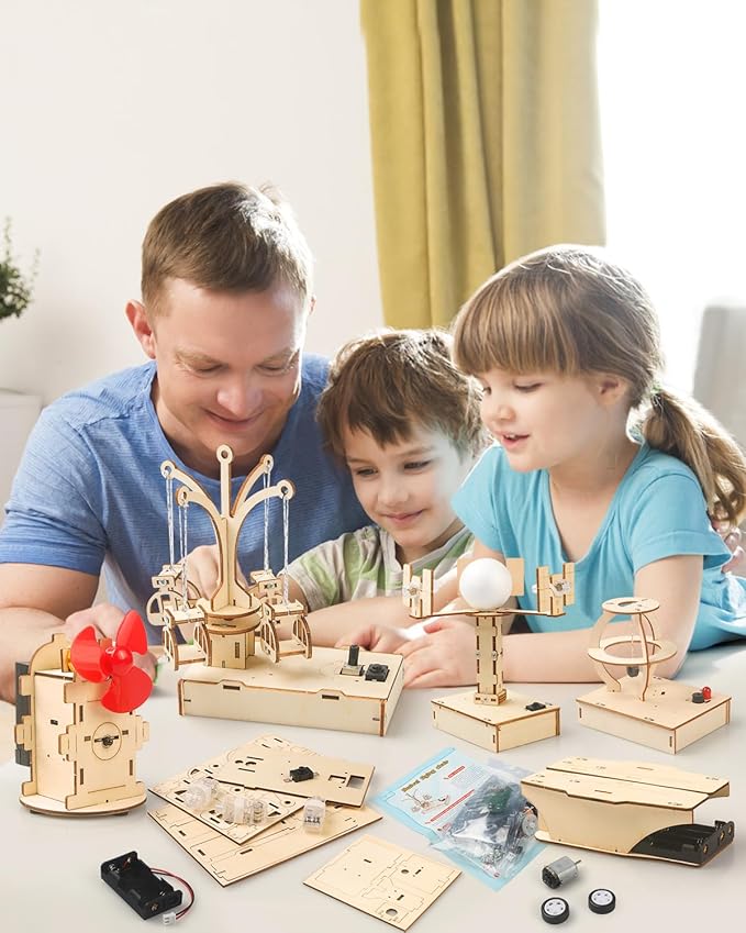 Poraxy STEM Kits for Kids Ages 8-10-12, 5 Set Wooden 3D Puzzles, Educational Science Experiment Building Projects Crafts, Toys for Ages 8-13, Birthday Gifts for Boys Girls 8 9 10 11 12 13 Years Old