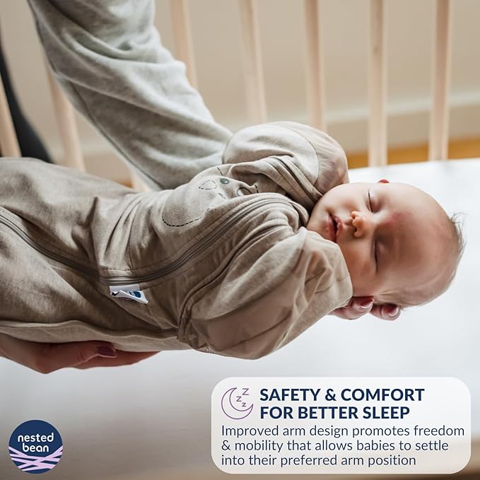 Nested Bean Air 6-in-1 Adaptable Baby Sleep Sack - Unweighted - Comfort & Safety for Natural Sleep, Preferred Arm Position Reduces Startle Reflex, Better for Baby, NB (7-13lbs) Sand