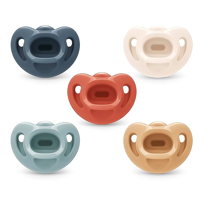 NUK Timeless Comfy Pacifier | 100% Silicone, One-Piece Design | BPA-Free, Gentle on Baby’s Skin | 5-Pack, for 6-18M