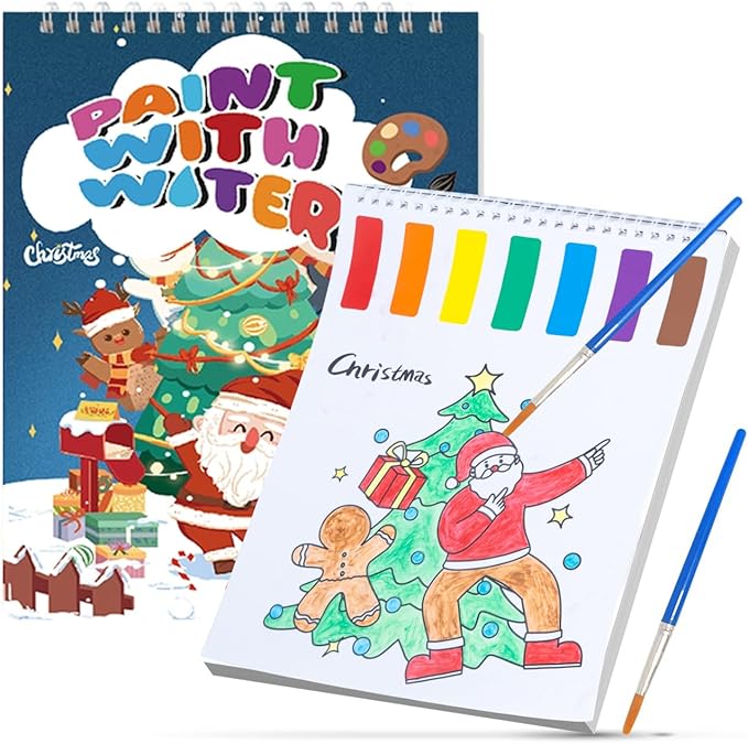 PIRIE Paint with Water Coloring Books for Kids,Watercolor Painting Sets Painting Activity for Kids Ages 3 4 5 6 7 8+,Birthday Gifts Arts & Crafts Toy (Christmas)