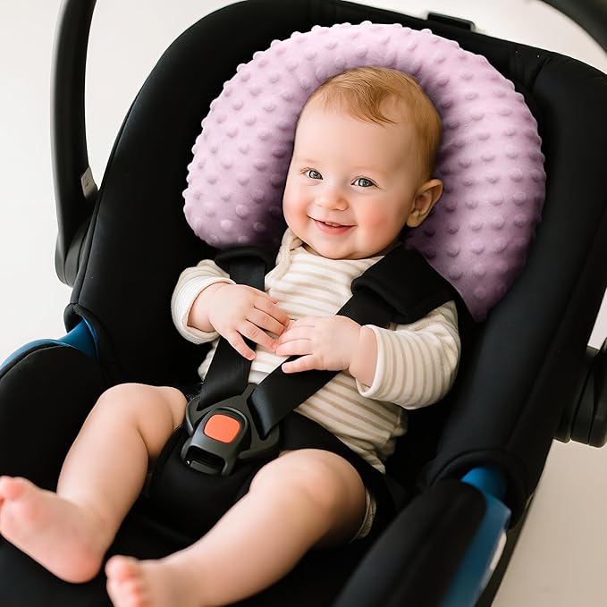 Pro Goleem Infant Car Seat Head Neck Body Support, Ultra-Soft Minky and Microfiber Newborn Car Seat Insert, Perfect for Car Seat, Stroller, 2-in-1 Reversible, Girls, Pink