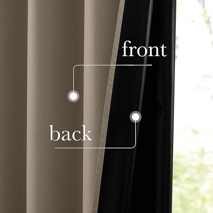NICETOWN 100% Blackout Tan Curtains 96 inch Long, Grommet Thermal Insulated Portable Travel Blackout Window Treatment Easy to Install for Living Room/Bedroom, W52 x L96, 2 Panels