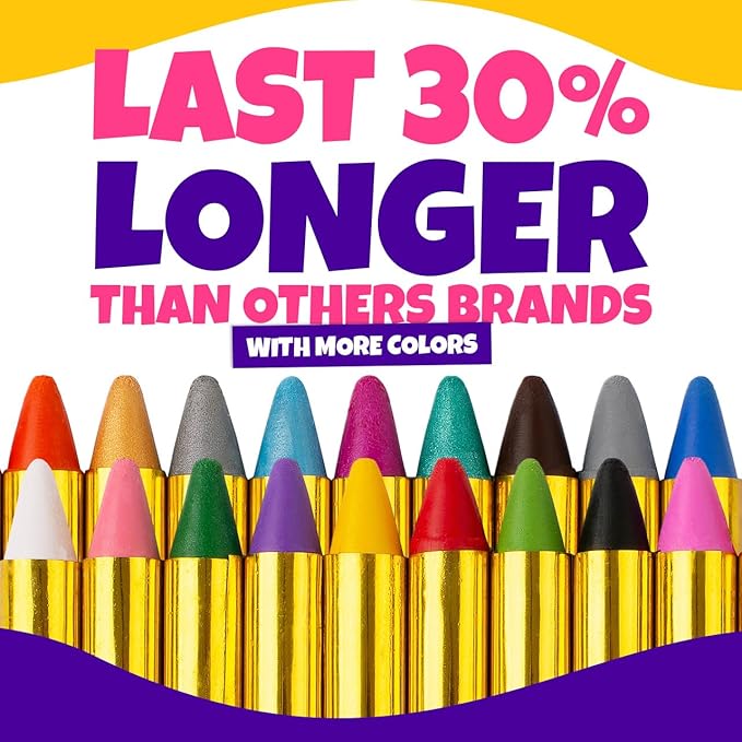 Blue Squid Face Paint Crayons for Kids - 18pcs XL Non-Toxic, Washable Body Paint Crayons - Our Face Painting Kit Makeup Sticks are Easy to Use, Safe for Sensitive Skin and Perfect for a Kids Party