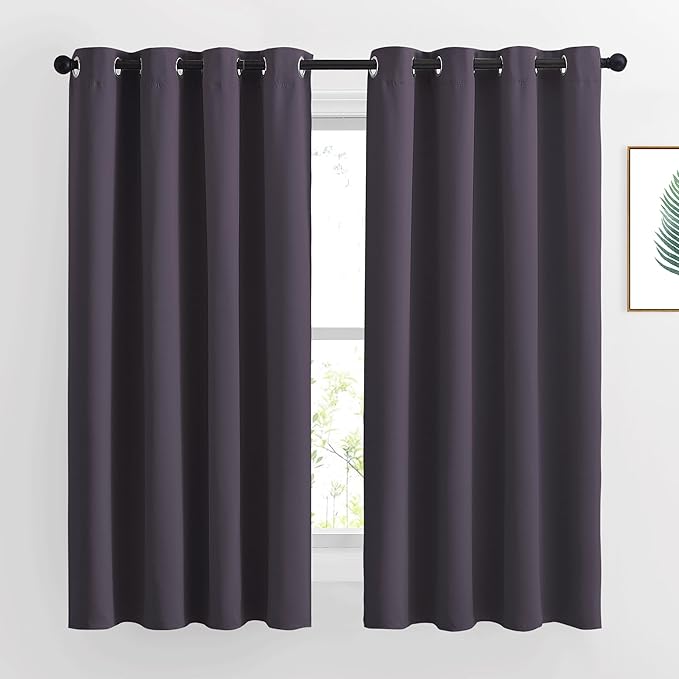 NICETOWN Bedroom Curtains Room Darkening Draperies - Greyish Purple Room Darkening Drapes/Panels for Bedroom, Grommet Top 2-Pack, 52 x 63 inches Long, Thermal Insulated, Privacy Assured