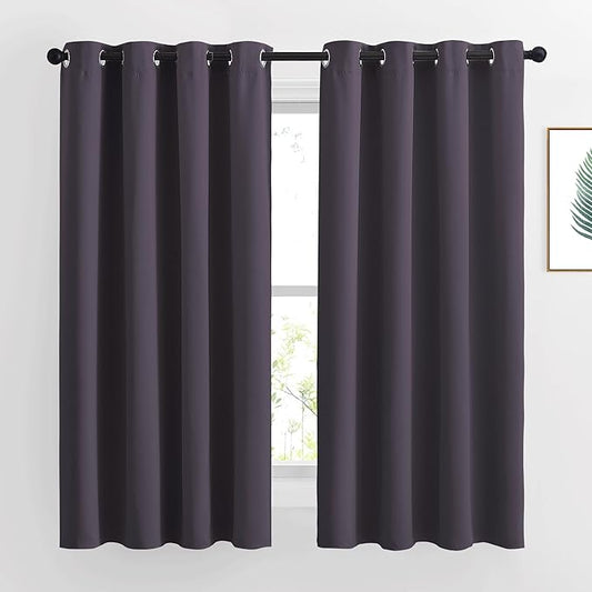 NICETOWN Bedroom Curtains Room Darkening Draperies - Greyish Purple Room Darkening Drapes/Panels for Bedroom, Grommet Top 2-Pack, 52 x 63 inches Long, Thermal Insulated, Privacy Assured