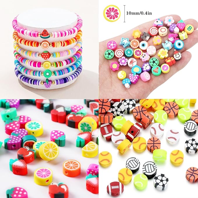 1000PCS Polymer Clay Beads Bracelet Making kit, 24 Style Cute Fun Beads Animal Beads Charms for Jewelry Necklace Earring Making DIY Accessories for Women Girls