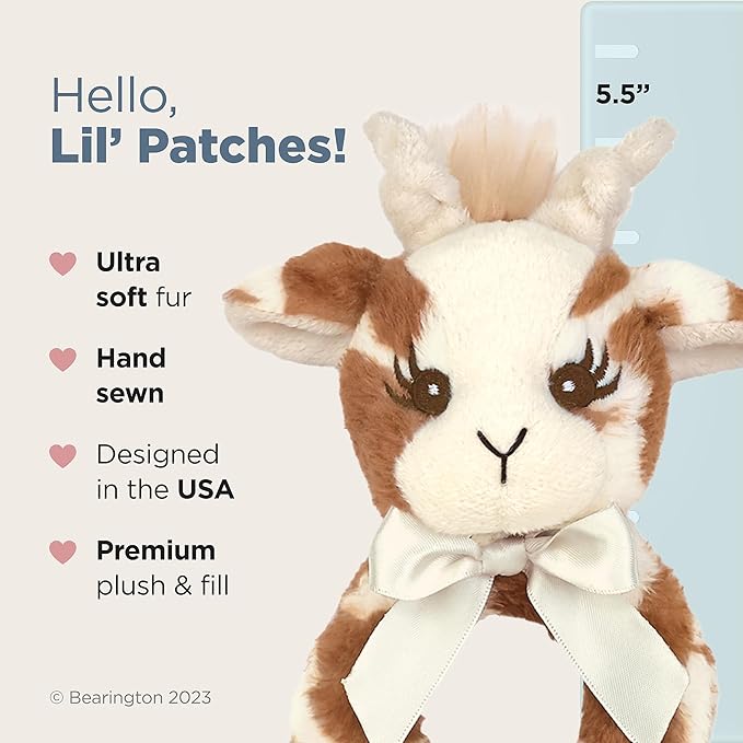 Bearington Collection Baby Lil' Patches, 5.5 in Giraffe Plush Stuffed Animal Baby Rattle, Newborn Toys Gift - Giraffe Stuffed Animal