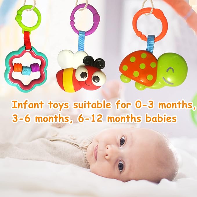 Baby Toys, Cartoon Animal Hanging Rattle Toys, Handbells Baby Rattles, Baby Bed Crib Car Seat Travel Stroller Toys for Infant, Best Birthday Gift for Newborn, 4 Pack