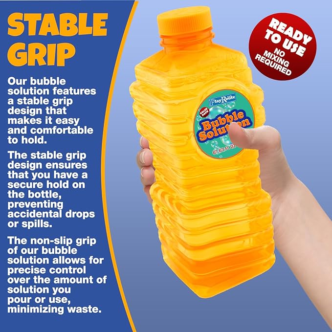 Bubble Solution | Bubbles Refill Solution 4L/136oz. | 2-Pack Ready to Use Solution for Bubble Machines & Other Bubble Blower Toys for Toddlers & Kids | Easy Grip Bulk Bottle