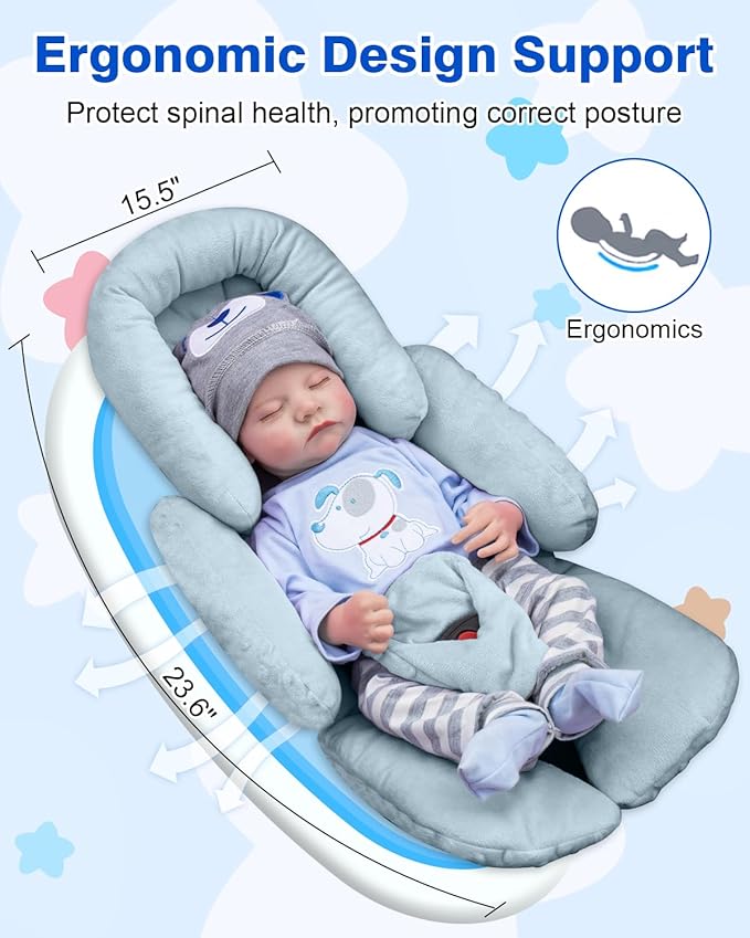 Infant Insert Compatible with Mamaroo Swing & Graco Swing, Thickened Baby Car Seat Head Support with Shoulder Covers, Breathable Newborn Car Seat Insert for Preemie to Toddler