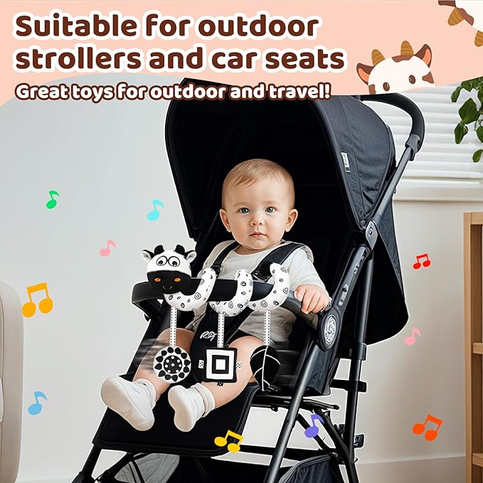 Black and White High Contrast Baby Toys - Sensory Infant Hanging Carseat & Stroller Toy for Newborns 0-6,6-12Months Perfect Easter Birthday & Baby Shower for Babies Boys Girls