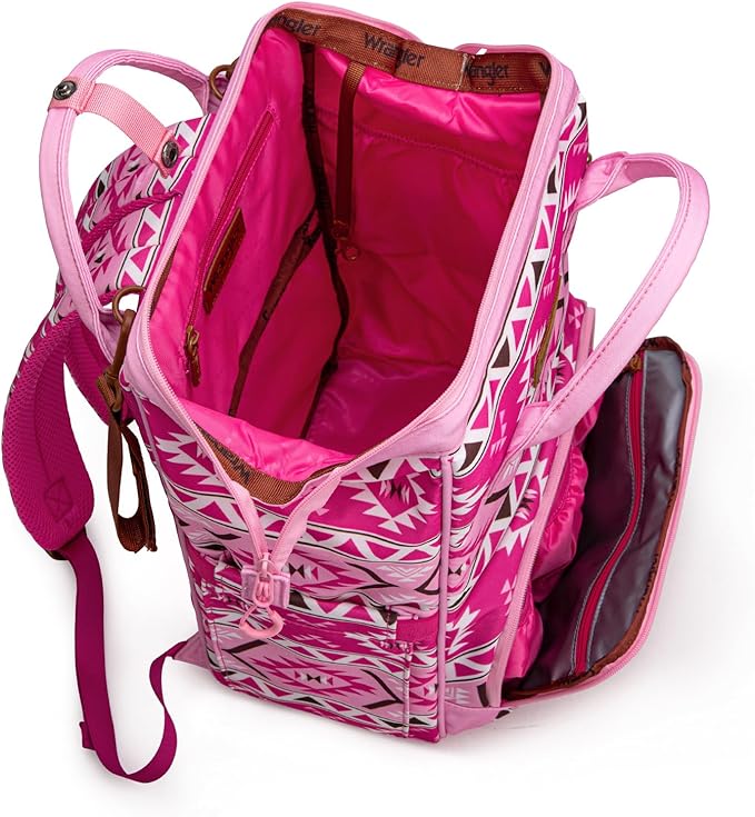 Wrangler Aztec Backpack Multifunction Baby Travel Bag with Changing Pad, Stroller Straps and Pacifier Case WG2204-91103PK