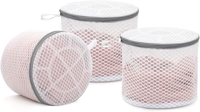 Muchfun 3Pcs Durable Honeycomb Mesh Laundry Bags for Delicates, Lingerie Wash Bag 7 x 7 x 6 Inches