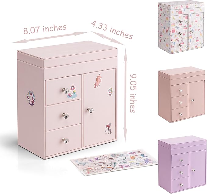 Vlando Musical Jewelry Box with Spinning Ballerina, Girls’ Jewelry Organizer for Necklaces Rings and Hair Accessories, Gift for Girls and Kids, Pink