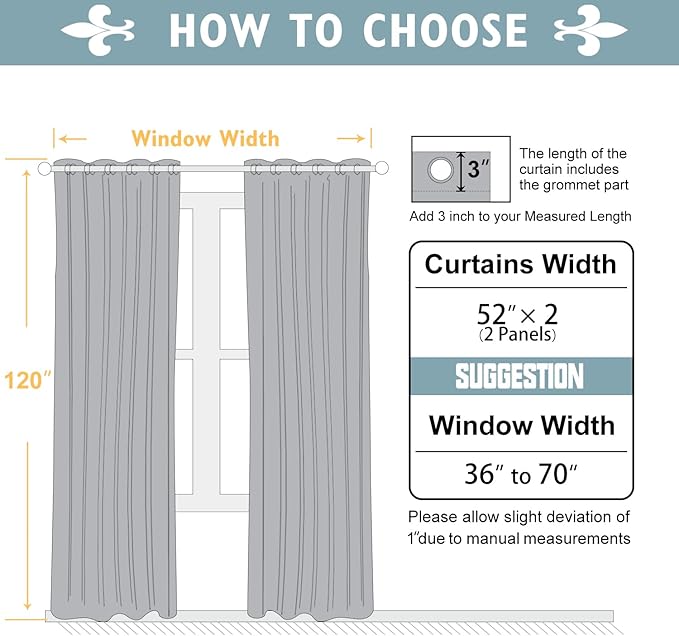 ChrisDowa 100% Blackout Curtains 120 inch Long for Bedroom with Black Liner, 2 Thick Layers Total Blackout Thermal Insulated Grommet Long Window Curtains 2 Panels Set (Light Grey, 52 x 120 Inch)