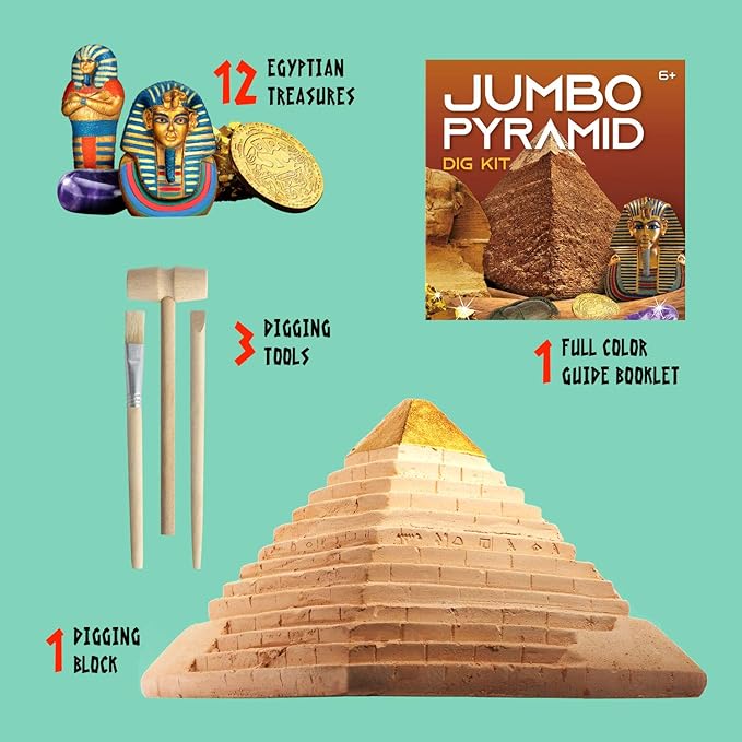 XXTOYS Pyramids Dig Kit, Ancient Egyptian Civilization Civilization Excavation Set Including Mummy Case Sun God Great Sphinx and More, STEM Science Educational Toys Archaeology Gifts for Boys & Girls