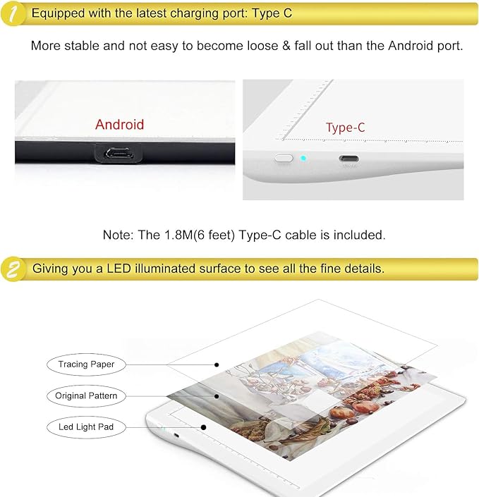 A4 Rechargeable LED Tracing Light Box with Carry Bag, ELICE Wireless Battery Powered Light Pad Artcraft Lightpad Cordless Light Board for Diamond Painting Drawing Sketching Weeding Vinyl (White)