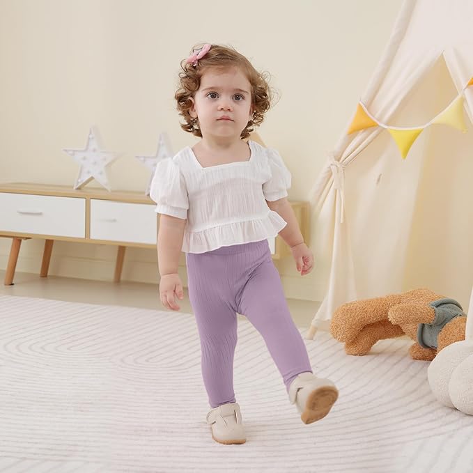 Newborn Toddler Baby Girl Pants Leggings Ribbed Straight Flare Infant Girl Pants Leggings Bell Bottoms 5 Packs