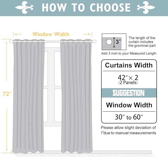 ChrisDowa 100% Blackout Curtains 72 inch Long for Bedroom with Black Liner, 2 Thick Layers Total Blackout Thermal Insulated Grommet Window Curtains 2 Panels Set (Black, 42 x 72 Inch)