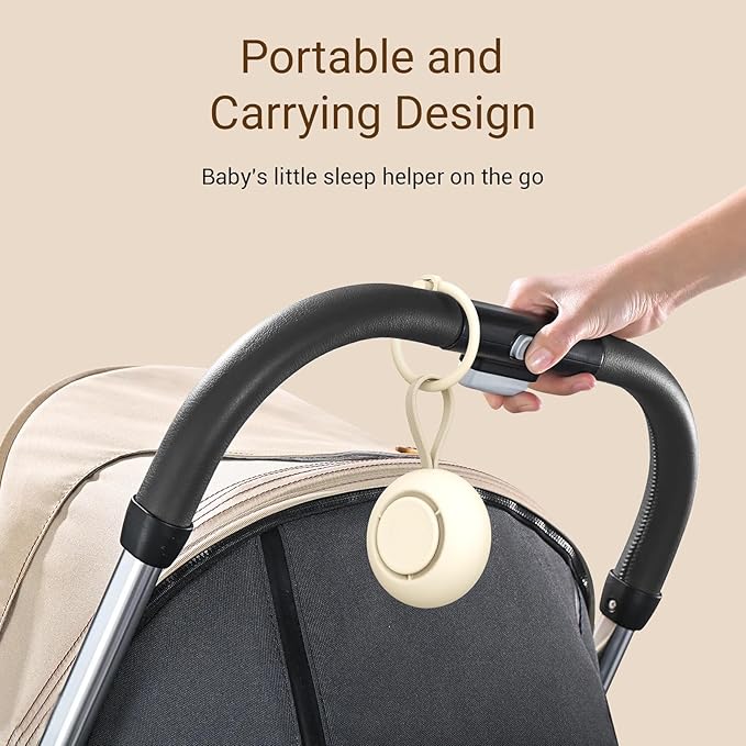 Portable Baby Sound Machine [White Noise for Babies Kids Adults][Sleep Soother][Timer Function][12 Soothing Sounds] 15 Hours Battery Life, Travel,Registry Gift,Shower,Clips on Baby Stroller