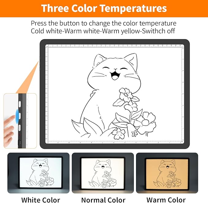 Elice Magnetic A4 Light Board for Diamond Painting, Ultra-Thin Tracing LED Light Box with Side Buttons, Super Bright Diamond Art Light Pad, Light Table for Drawing, Sketching, Weeding Vinyl - Black