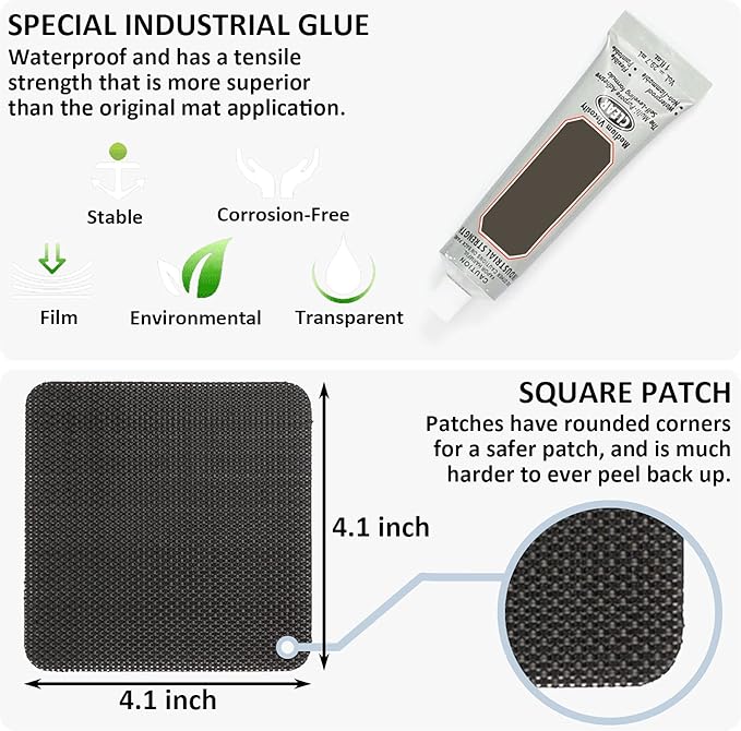 Trampoline Patch Repair Kit 4"X 4" Square On Patches | Repair Trampoline Mat Tear or Hole in a Trampoline Mat