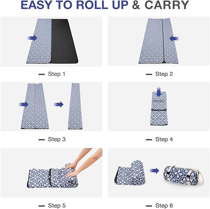 Picnic Blanket, 80''x80'' Waterproof Outdoor Blankets, Picnic Mat Washable for Beach, Picnic Blankets for Camping on Grass with Shoulder Strap - NavyBlue