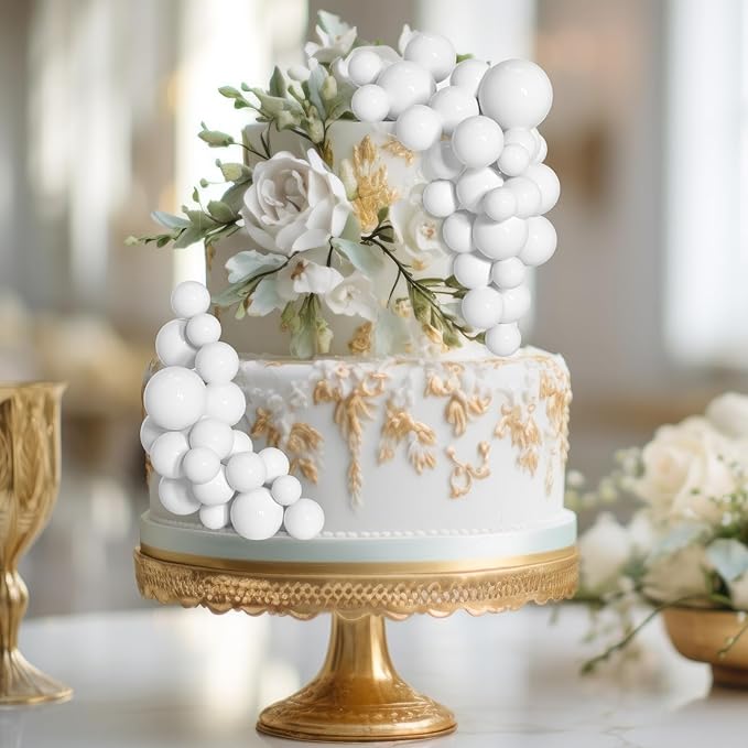 75 Pieces White Cake Balls Topper Decorations Foam Cupcake Topper Mini Balloon Cake Topper Picks for Cake Deco Birthday Party Wedding